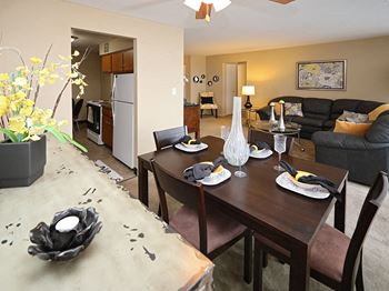2 Bedroom 1 Bath Model Suite Dining Area at Harbor Crest Apartments in Euclid OH